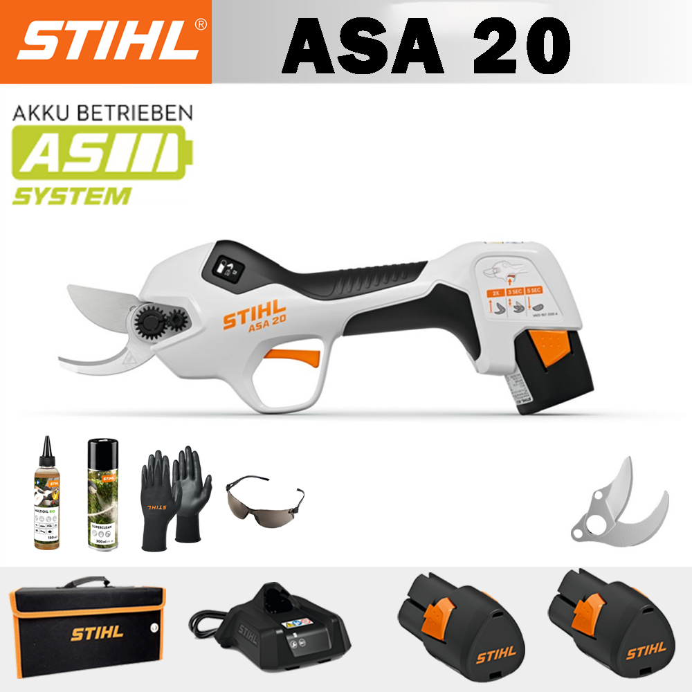 【STIHL】ASA20*1, liitiumaku*2, hoiukarp*1, lõikepea*1, laadija*1